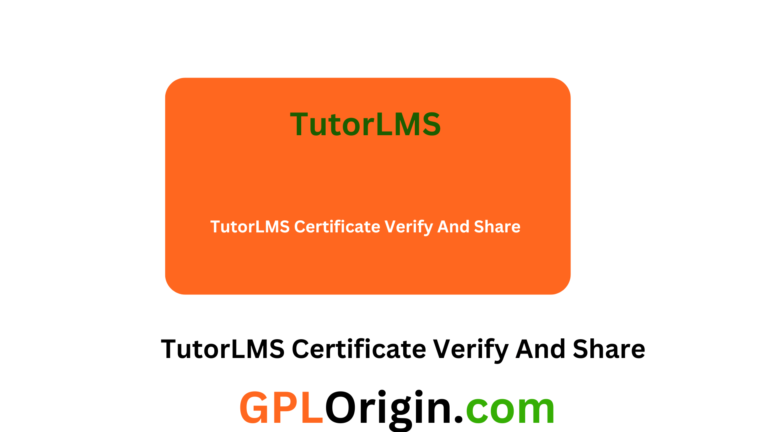 TutorLMS Certificate Verify And Share