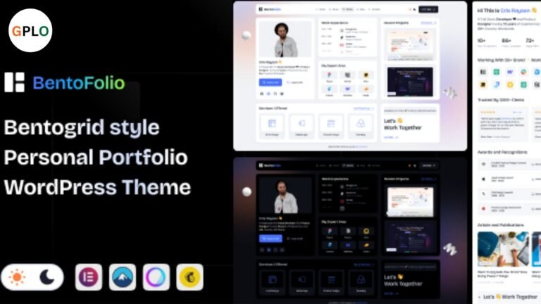 Bentofolio Theme – Personal Portfolio GPL WPTheme